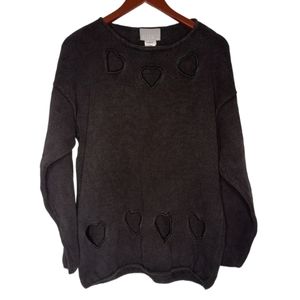 Accent On You Knit Top Vintage long Sleeve With Hearts Cut Out
